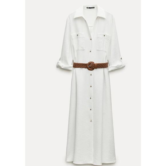 Zara Dresses & Skirts - Nwt- Zara- BELTED SHIRTDRESS-XS
